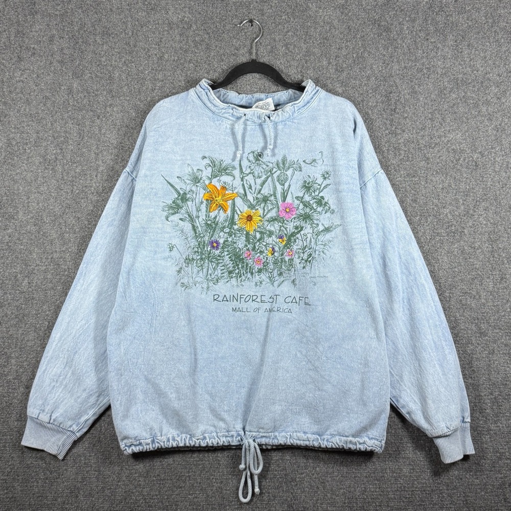 Vintage 90s Rainforest Cafe Mall Of America Wildflower Denim Sweatshirt Size 2